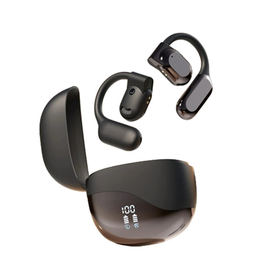 MAcnas Wireless Earbuds Open Ear Earhooks Headphones Air Conduction Headphones LED Power Display Earphones Sport Bluetooth 5.3 Headphones (Black)
