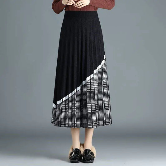 High Waist Mid Length Knitted Skirt for Women