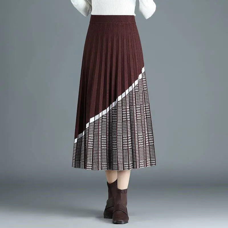 High Waist Mid Length Knitted Skirt for Women