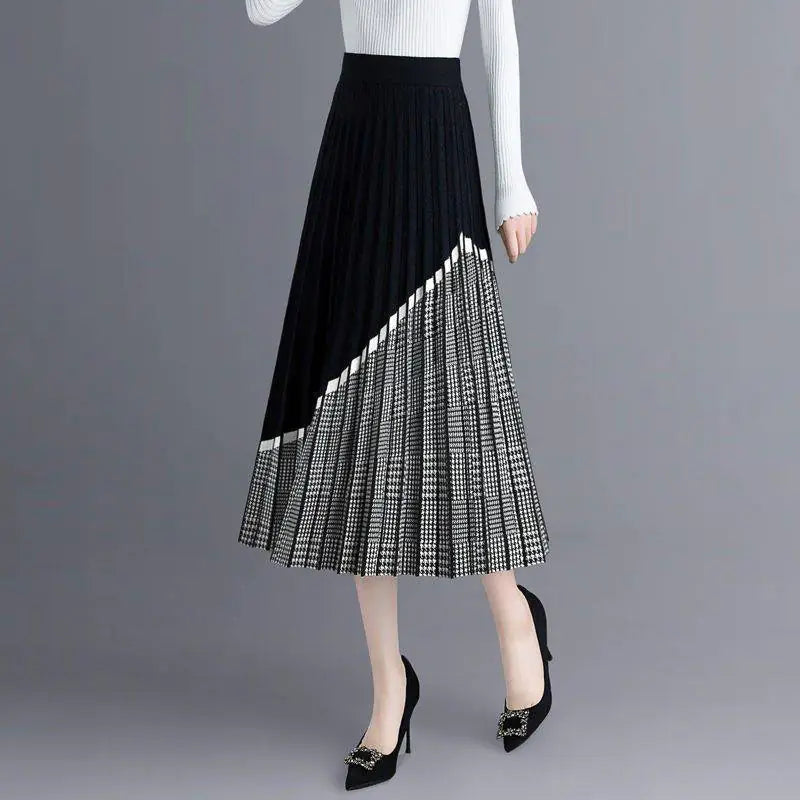 High Waist Mid Length Knitted Skirt for Women
