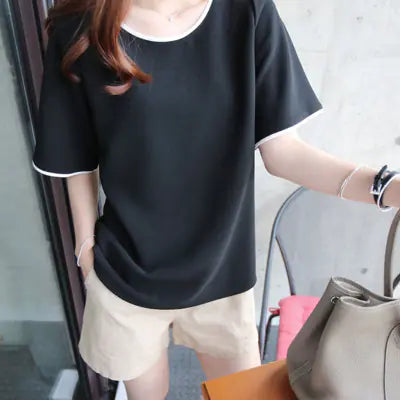 Plus Size Solid Color T-Shirt, Loose Short Sleeve Top
