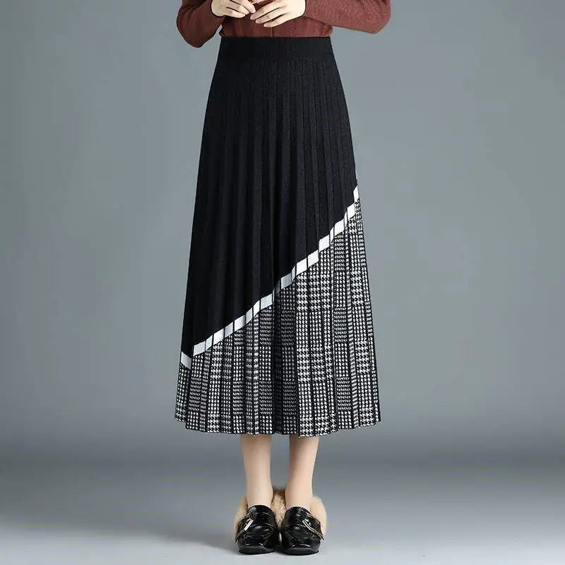 High Waist Mid Length Knitted Skirt for Women
